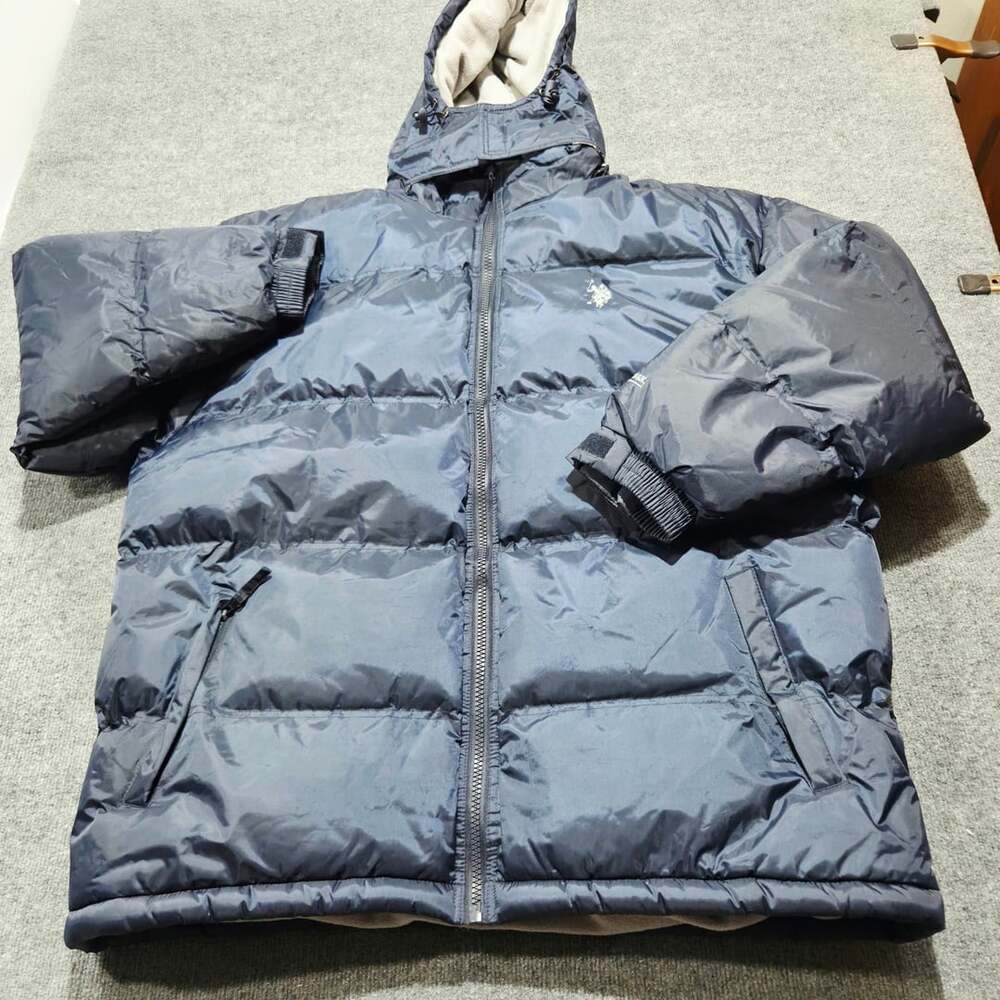 U.S. Polo Assn. Puffer Jacket Size 2XL Navy Blue Hooded Heavyweight